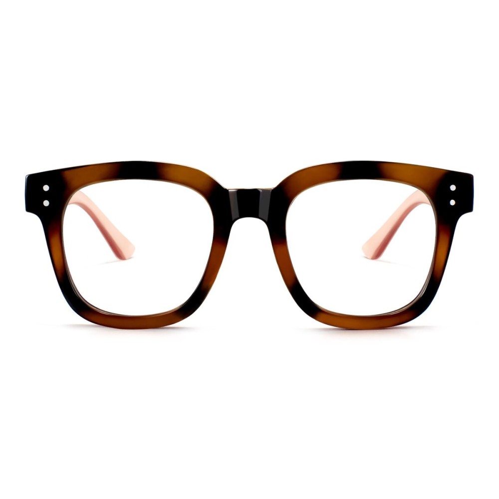 Madison Avenue Oversized Blue Light Blocking Glasses for Women Fashion Blue Light Blockers Anti Eyestrain & UV Protection Computer Eyeglasses (Brown Demi Pink)