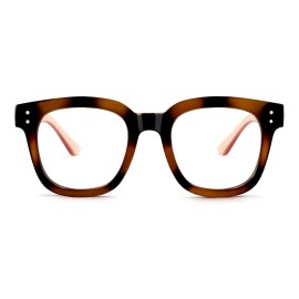 Madison Avenue Oversized Blue Light Blocking Glasses for Women Fashion Blue Light Blockers Anti Eyestrain & UV Protection Computer Eyeglasses (Brown Demi Pink)