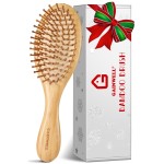 Bamboo Hair Brush for Christmas, Natural Bamboo Bristles Detangling Wooden Paddle Hairbrush for Massaging Scalp, for Women Men and Kids, for All Hair Types, with Ergonomic handle