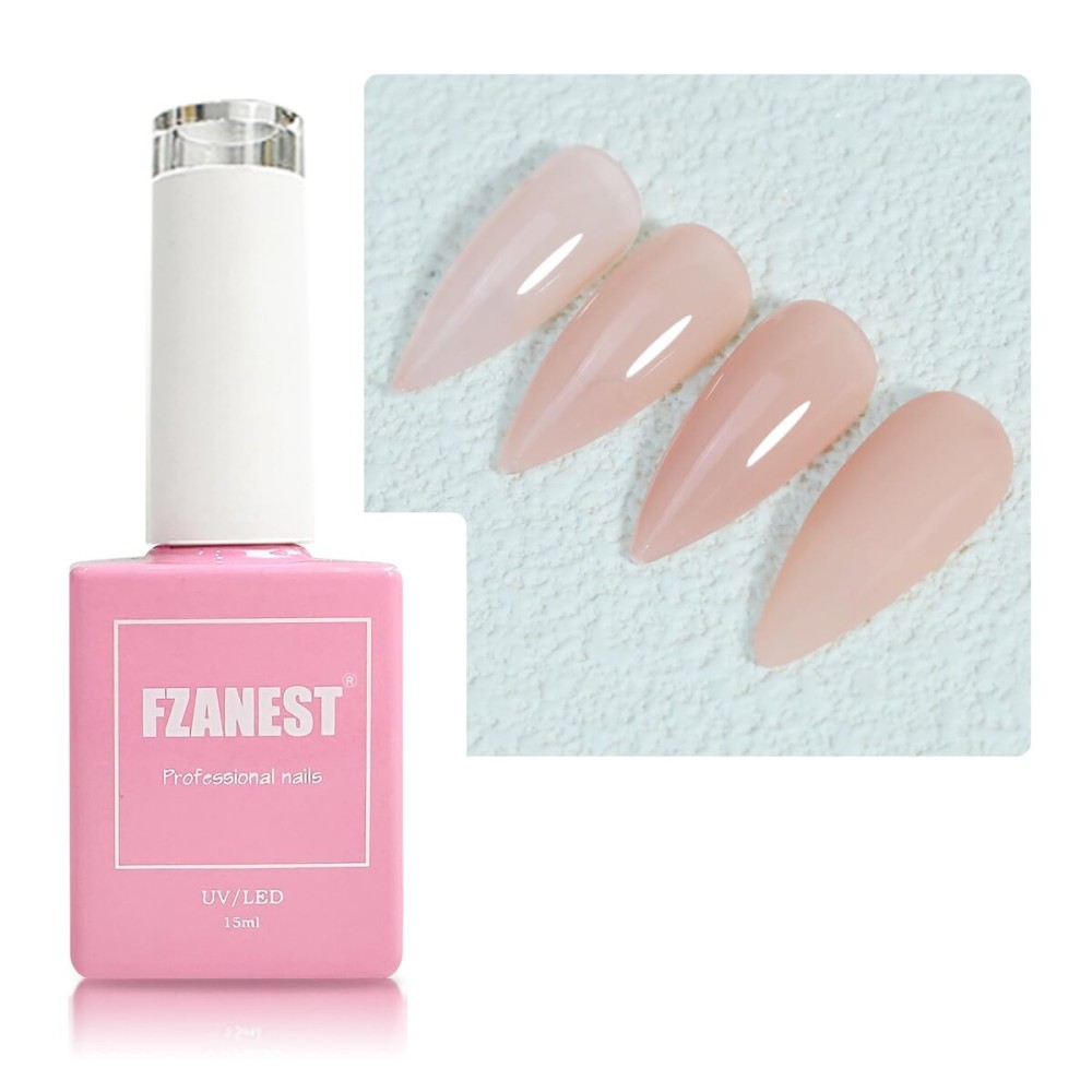 FZANEST Nude Gel Nail POlish, Sheer Natural Milky Nude Base Color Gel Polish Soak Off Uv Led French Nail Art
