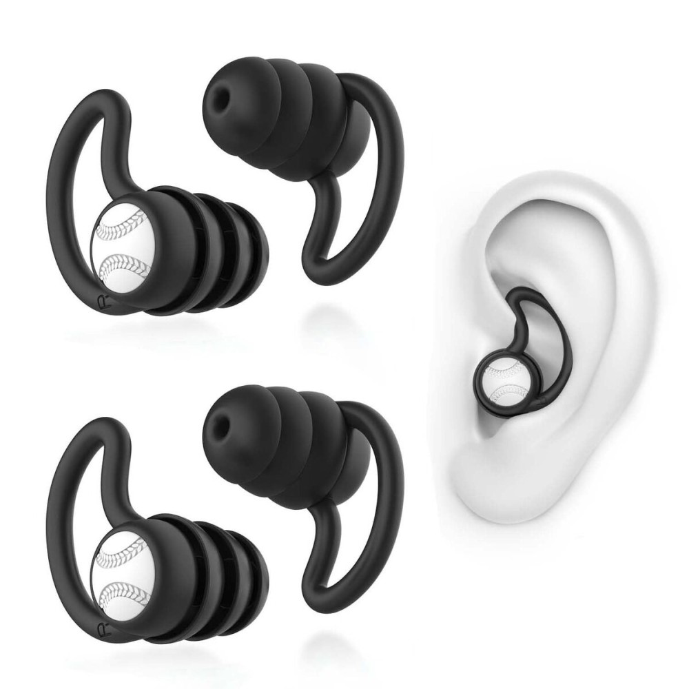 Swimming Ear Plugs Waterproof Earplugs - 3 Pairs Silicone Swim Ear Plugs for Adult Kids, Water Sports Earplugs for Showering, Bathing, Surfing - Keep Ear Water Out (Black, Black)