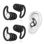 Swimming Ear Plugs Waterproof Earplugs - 3 Pairs Silicone Swim Ear Plugs for Adult Kids, Water Sports Earplugs for Showering, Bathing, Surfing - Keep Ear Water Out (Black, Black)