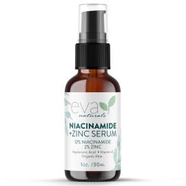 Eva Naturals Niacinamide Serum for Face with Zinc PCA & Botanical Hyaluronic Acid - Pore Minimizer, Dark Spot & Redness Relief, Skin Tone & Texture Support - Lightweight Cream Alternative (1 oz)