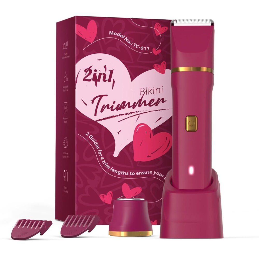 Electric Bikini Trimmer for Women - Waterproof Pubic Hair Trimmer & Facial Shaver, Rechargeable Cordless Electric Razor with Ceramic Blades, IPX7 Shower-Safe for Sensitive Skin, Christmas Gift for Her