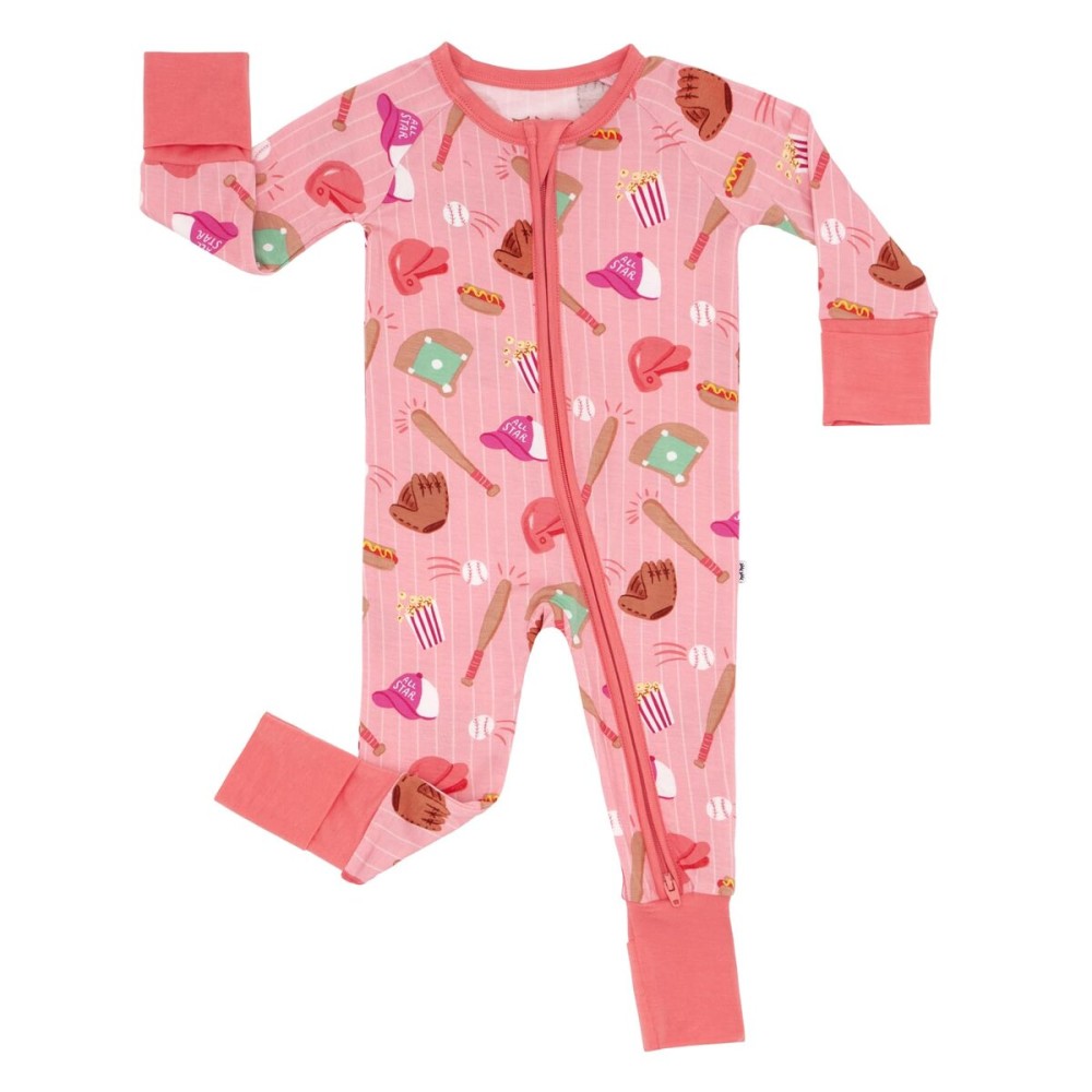 Little Sleepies Pajamas for Baby Boys & Girls, Viscose from Bamboo Baby Pajamas, Snug Sleeper, Toddler PJs, 2-Way Zipper, Pink All Stars, 3-6M