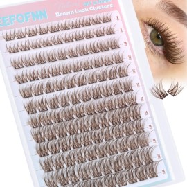 Brown Lash Clusters Wispy Eyelash Clusters Natural Cluster Lashes Dark Brown Cluster Eyelash Extensions 8-16mm C Curly Individual Lashes DIY Brown Lash Extension at Home by Eefofnn