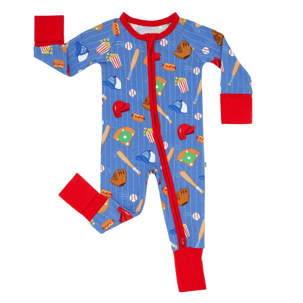 Little Sleepies Pajamas for Baby Boys & Girls, Viscose from Bamboo Baby Pajamas, Snug Sleeper, Toddler PJs, 2-Way Zipper, Blue All Stars, Preemie