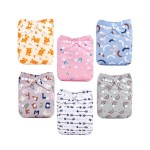 ALVABABY Baby Cloth Diapers 6 Pack with 12 Inserts Cloth Diaper Covers Adjustable Washable Reusable for Baby Girls and Boys 6DM123A