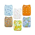 ALVABABY Baby Cloth Diapers 6 Pack with 12 Inserts Cloth Diaper Covers Adjustable Washable Reusable for Baby Girls and Boys 6DM120A