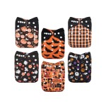 ALVABABY Halloween Baby Cloth Diapers 6 Pack with 12 Inserts Cloth Diaper Covers Adjustable Washable Reusable for Baby Girls and Boys 6QH05A