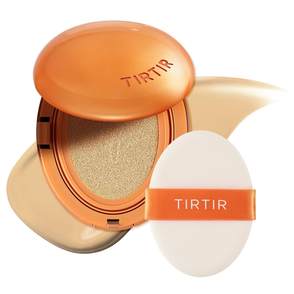 [*Mini Size*] TIRTIR Mask Fit Ai Filter Cushion Foundation | AI-Like Semi-Matte Finish - Up to 72-Hour Medium to Full Coverage Korean BB Cushion Make up Beauty, 24W Soft Beige, 0.15 Fl Oz