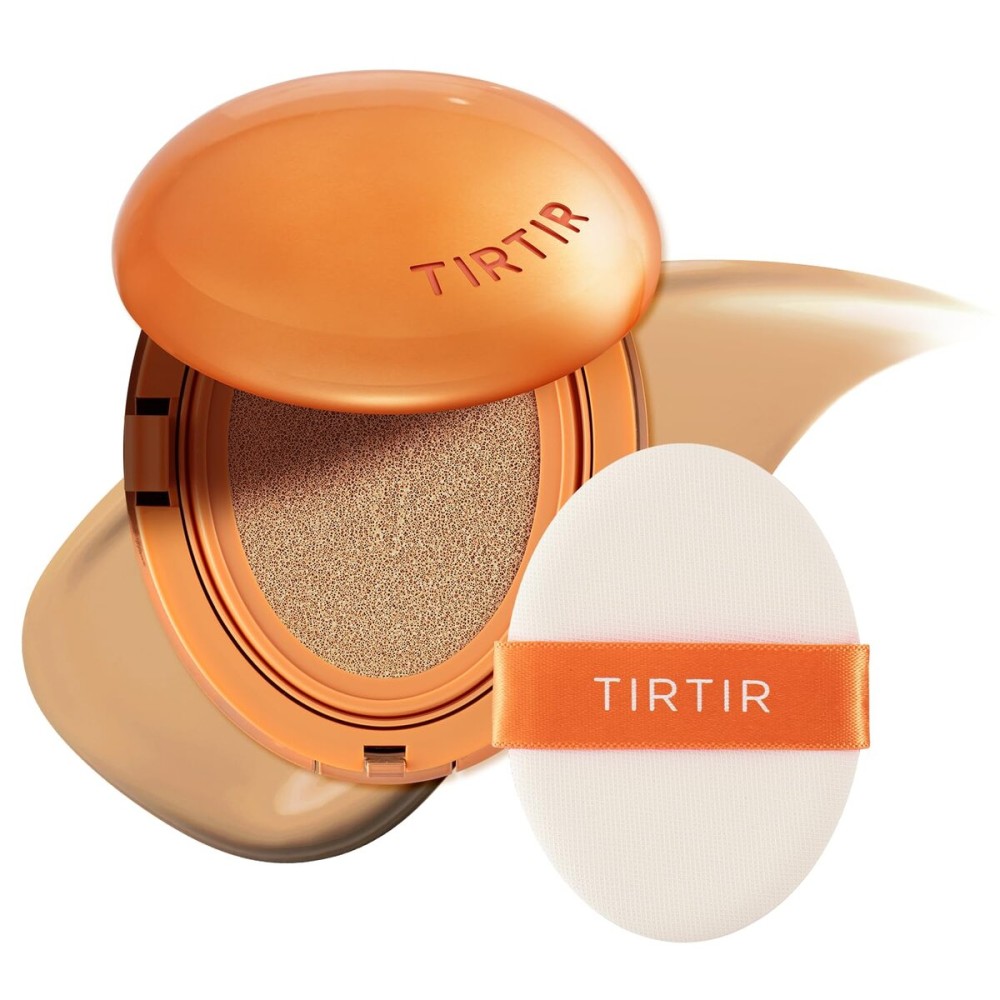 [*Mini Size*] TIRTIR Mask Fit Ai Filter Cushion Foundation | AI-Like Semi-Matte Finish - Up to 72-Hour Medium to Full Coverage Korean BB Cushion Make up Beauty, 27N Camel, 0.15 Fl Oz
