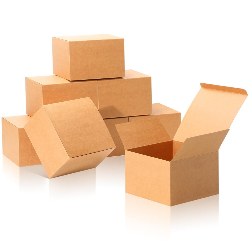 COTOPHER Small Gift Boxes 10 Pack 6x6x4 inches Brown Gift Boxes with Lids for Gifts, Crafting, Wedding Party Favor, Cupcake Box, Candy, Bridesmaids Proposal Box