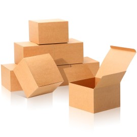 COTOPHER Small Gift Boxes 10 Pack 6x6x4 inches Brown Gift Boxes with Lids for Gifts, Crafting, Wedding Party Favor, Cupcake Box, Candy, Bridesmaids Proposal Box