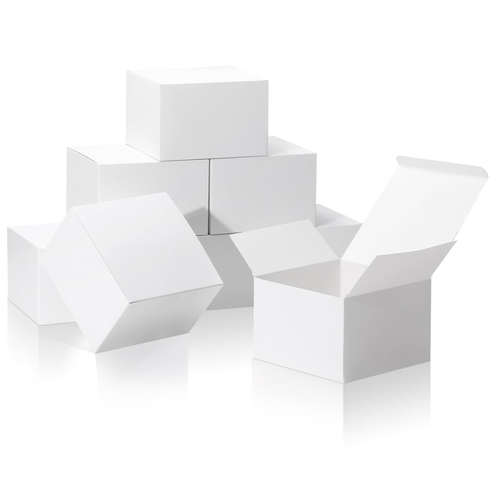COTOPHER Small Gift Boxes 10 Pack 6x6x4 inches White Gift Boxes with Lids for Gifts, Crafting, Wedding Party Favor, Cupcake Box, Candy, Bridesmaids Proposal Box