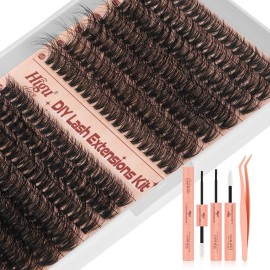 Higu clace Cluster-Lashes Kit 40D+50D,Eyelashes Individual Kit Mix 10-18mm Lashes Cluster Kit with Lash Bond and Seal and Lash Applicator, DIY Lash Extension Kit at Home (40D+50D 10-18mm)