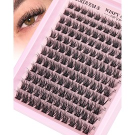 Goddvenus Wispy Lash Clusters Natural Eyelashes Cluster Fluffy Lashes Clusters CD Curl Cluster Eyelash Extensions DIY Individual Lashes Extension (10-16mm 132pcs)