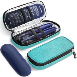 AUVON Insulin Pen Cooler Travel Case with 2 x 90g TSA Approved Ice Packs, Diabetic Medication Insulated Cooling Bag for Insulin Pens and Diabetic Supplies Storage