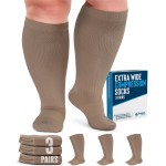 Doctor\'s Select 3 Pairs Plus Size Compression Socks Wide Calf - Up to 6XL | 20-30 mmHg Compression Socks for Women Wide Calf | Tan-XXL