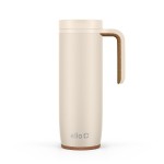 Ello Magnet 18oz Stainless Steel Travel Mug with Handle and Leak Proof Lid | Vacuum Insulated Coffee Cup Keeps Drinks Hot for 5 Hours | BPA Free Tumbler with Built In Coaster, Limestone