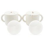 WeeSprout Snack Containers, Food Grade Silicone Cups, Spill-Proof Tops For Toddlers and Babies, Premium Hard Plastic Travel Lids, Dishwasher Safe, Set of 2 Snack Catchers