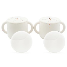 WeeSprout Snack Containers, Food Grade Silicone Cups, Spill-Proof Tops For Toddlers and Babies, Premium Hard Plastic Travel Lids, Dishwasher Safe, Set of 2 Snack Catchers