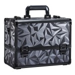 FRENESSA Makeup Case Extra Large Makeup Train Case 12.6 Inch Makeup Box Organizer Profressional Make Up Cases Storage Cosmetic Artist Travel Case with Divider Shoulder Strap Hard Vanity Dark Black