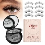Higu clace Magnetic Eyelashes,2 pairs of Magnetic Eyelashes with Applicator, No Glue Required Easy to Wear and Remove, Reusable Magnetic lashes Natural Look(Style A+B