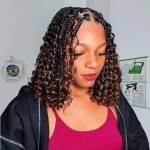 Eerya 8 Packs Boho Goddess Box Braids Crochet Hair for Black Women 10 inch Pre-looped Bohemian Crochet Box Braids With Curly Ends Synthetic Crochet Hair Extensions (10 inch,T1B/4/30)