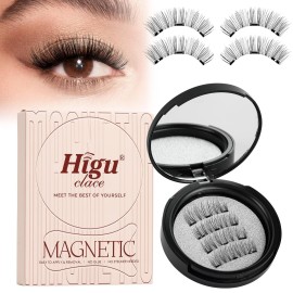 Higu clace Magnetic Eyelashes,1 pair of Magnetic Eyelashes with Applicator, No Glue Required Easy to Wear and Remove, Reusable Magnetic lashes Natural Look(Style B