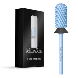 MelodySusie Safety Nail Drill Bits, 3/32\'\' Smooth Round Top Large Barrel Carbide Bits, Suitable for Manicure Pedicure Cuticle Gel Polishing, Beginners Bits, Light Blue, Series Bit-S, XC