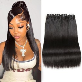Liang Dian Straight Bundles Human Hair 10 12 14 16 Inch Natural Color Bundles Human Hair 12A Brazilian Virgin Hair 100% Unprocessed Quick Weave Hair Bundles