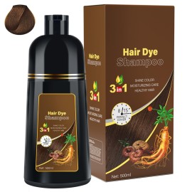 Hair Dye Shampoo for Gray Hair Coverage, 3 in 1 Natural Hair Dye for Women Men, 500ml (Light Brown)