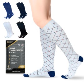 Copper Compression Socks for Men & Women (15-20 mmHg) - Knee High Support Stockings for Nurses, Travel, Pregnancy, Running, Flight & Everyday Wear - Pinst - Small 1 Pair