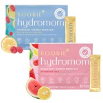 Boobie Hydromom Superfood Electrolyte Drink Mix, Watermelon Yuzu + Blue Raspberry Lemonade | Refreshing Energy, Hydration Boost | On-The-Go Travel Essential for Pregnancy, Lactation, & Beyond - 2 Pack