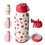 BOTTLE BOTTLE 32oz Insulated Water Bottle Stainless Steel Sport Water Bottle with Straw Dual-use Lid Design for Gym with Pill Box (Berry)