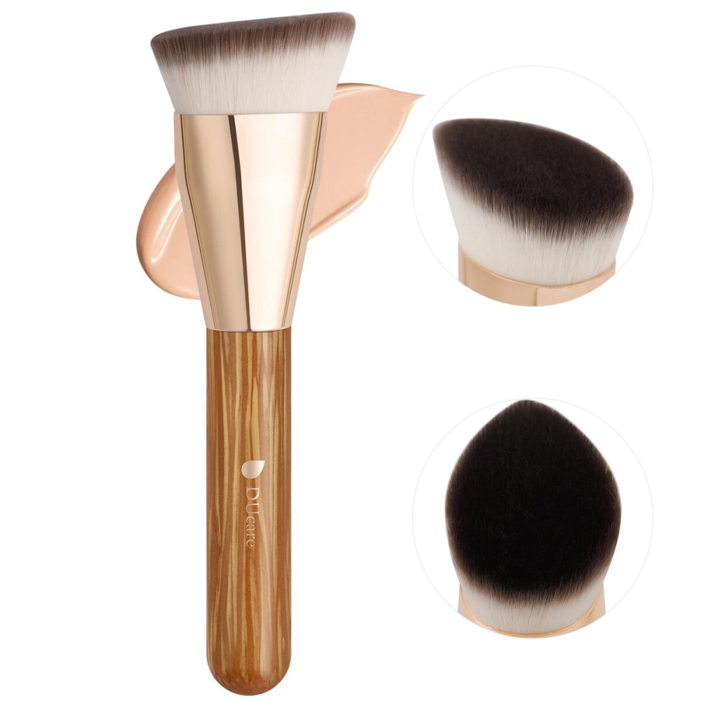 DUcare Angled Foundation Brush for Flawless Makeup Application Professional Liquid, Cream Powder Foundation Brush with Dense Bristles - Contoured for Precise Blending and Buffing