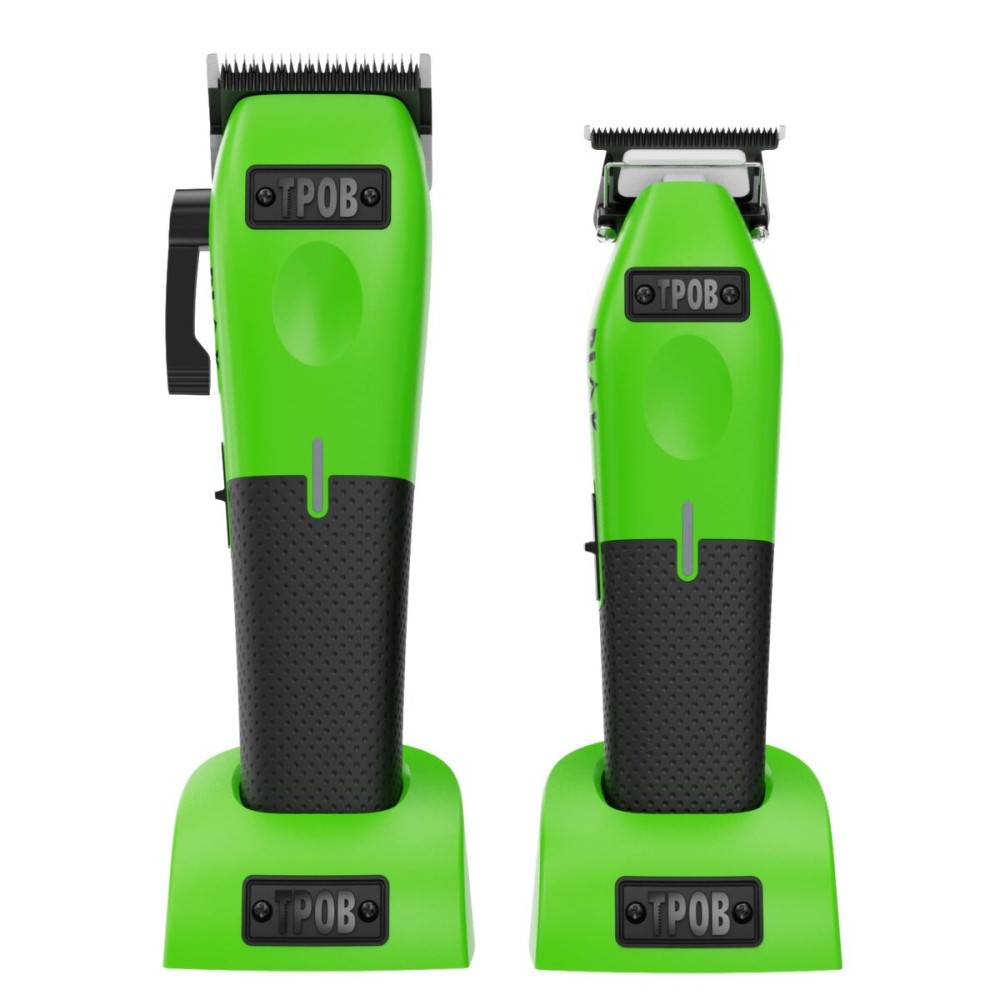 TPOB Play Barber Hair Clippers for Men 7500 RPM with Rubber Grips (Green 2 Set)