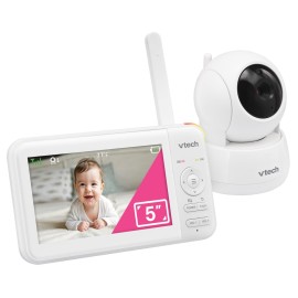 VTech Video Baby Monitor with 5 LCD Screen, Up to 17Hrs Video & 31Hrs Audio Battery Life, Night Vision, 1000ft Range, Pan-Tilt-Zoom, Lullabies, Soothing Sounds, Temperature Sensor, No WiFi: 924W