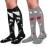 30-40mmHg Medical Graduated Compression Socks for Women&Men Circulation-Compression Stockings-Knee High Socks for Support,Hiking,Running(2 Pack Black Grey Flowers,2XL-3XL)