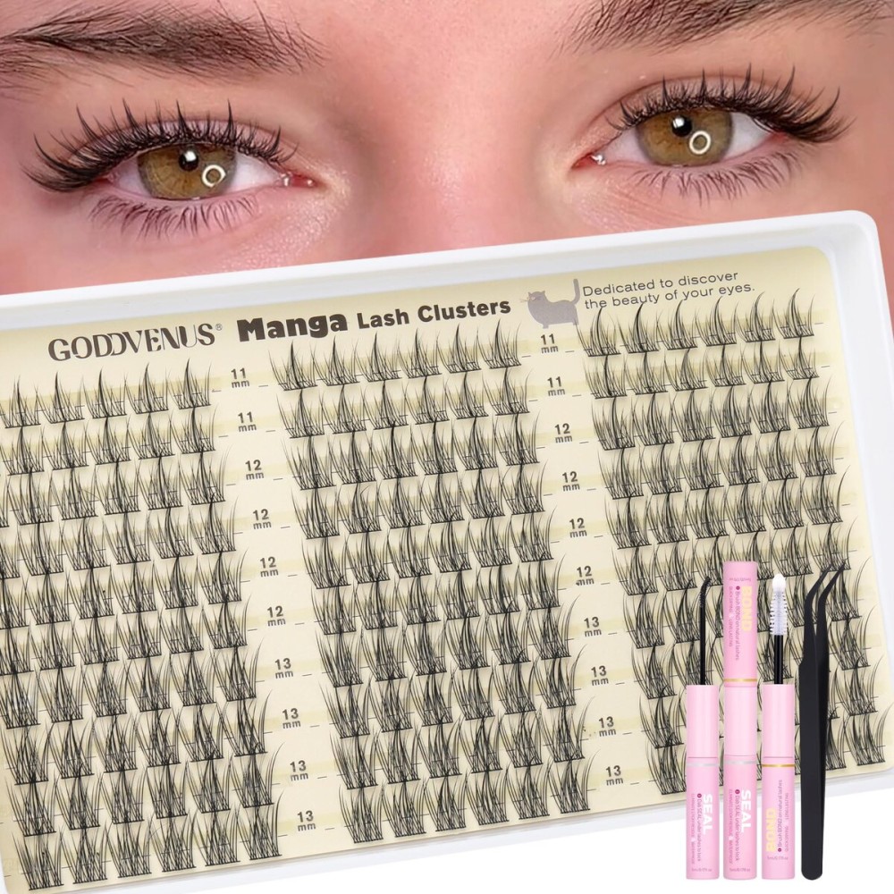 Natural Lash Clusters Kit Wispy Eyelash Clusters Fairy Cluster Eyelash Extensions Kit C Curl Lash Extension Kit Waterproof Individual Lashes (With Tweezers)