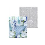 CREVENT 2Pcs 30\'\'X40\'\' Cute Cozy Fluffy Warm Baby Blankets for Infants Toddlers\' Bedding Crib Cot Stroller - Grey Cloud + Minky Giraffe