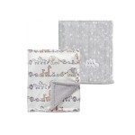 CREVENT 2Pcs 30\'\'X40\'\' Cute Cozy Fluffy Warm Baby Blankets for Infants Toddlers\' Bedding Crib Cot Stroller - Grey Cloud + Minky Animal