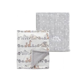 CREVENT 2Pcs 30\'\'X40\'\' Cute Cozy Fluffy Warm Baby Blankets for Infants Toddlers\' Bedding Crib Cot Stroller - Grey Cloud + Minky Animal