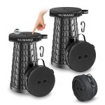 NUMANU 2PK 2025 Upgraded Padded Collapsible Stool, Max 620lb 18 Adjustable Portable Folding Stool for Adults, Retractable Foldable Telescopic Seat Camping Chair or Footrest (2PK Padded + Accessories)