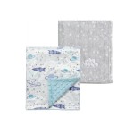 CREVENT 2Pcs 30\'\'X40\'\' Cute Cozy Fluffy Warm Baby Blankets for Infants Toddlers\' Bedding Crib Cot Stroller - Grey Cloud + Minky Space