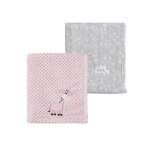 CREVENT 2Pcs 30\'\'X40\'\' Cute Cozy Fluffy Warm Baby Blankets for Infants Toddlers\' Bedding Crib Cot Stroller - Grey Cloud + Giraffe