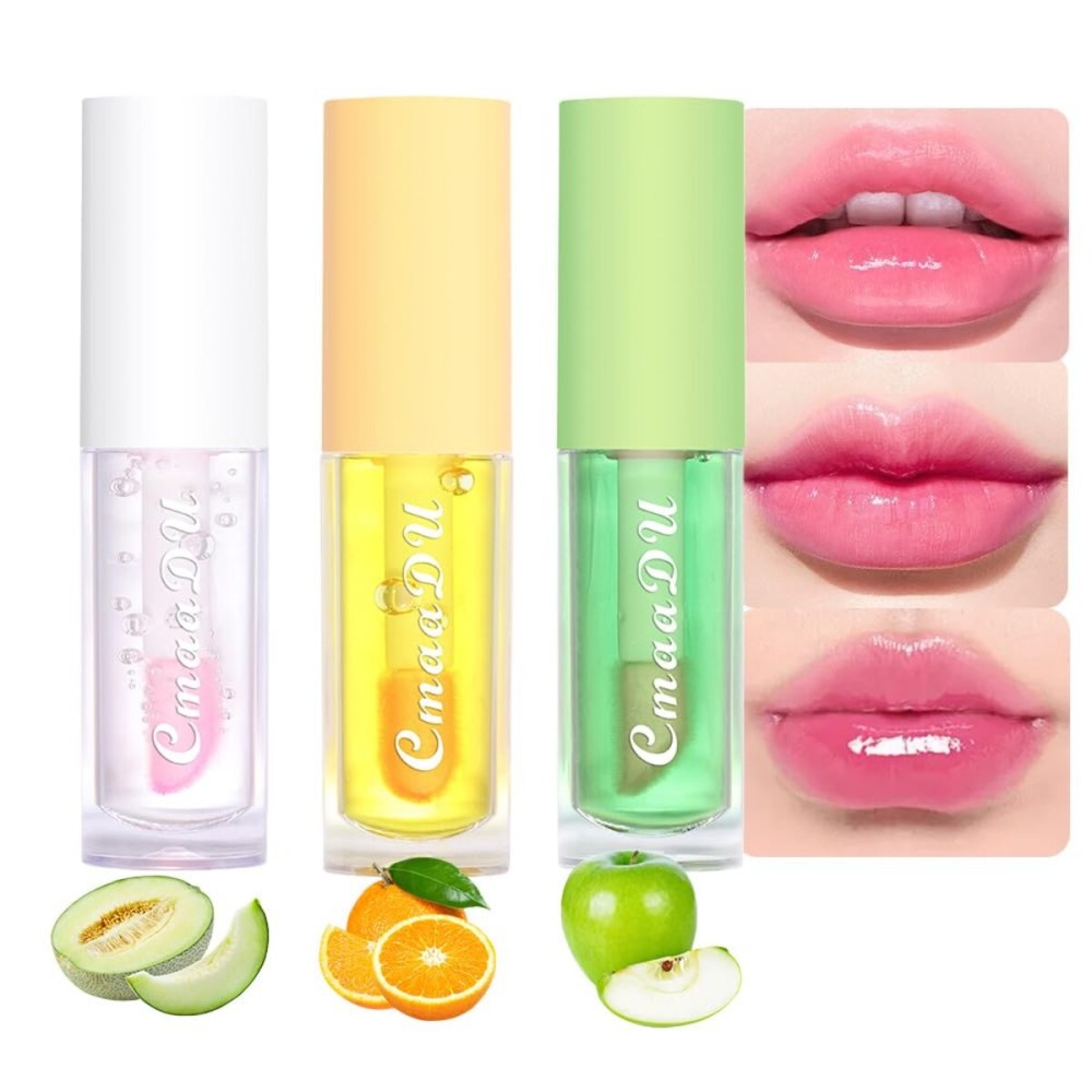 BINGBRUSH 3 Pcs Fruity Color Changing Lip Gloss for Girls, Pink Magic Mood Lip Oil Tinted, Temperature Color Change Lip Stain Lip Balm, Longlasting Lips Will Not Dry Out