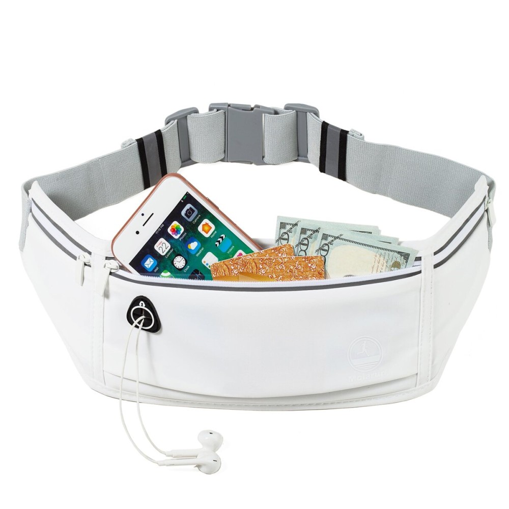 Running Belt Slim Fanny Packs for Women Men, White Waist Pack Bag Phone Holder for Running