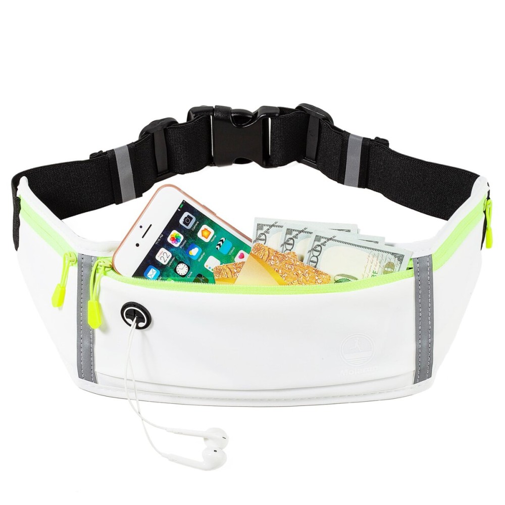 Running Belt, Slim Fanny Packs for Women Men, White Waist Pack Running Fanny Pack Phone Holder for Running Hiking Cycling Sports